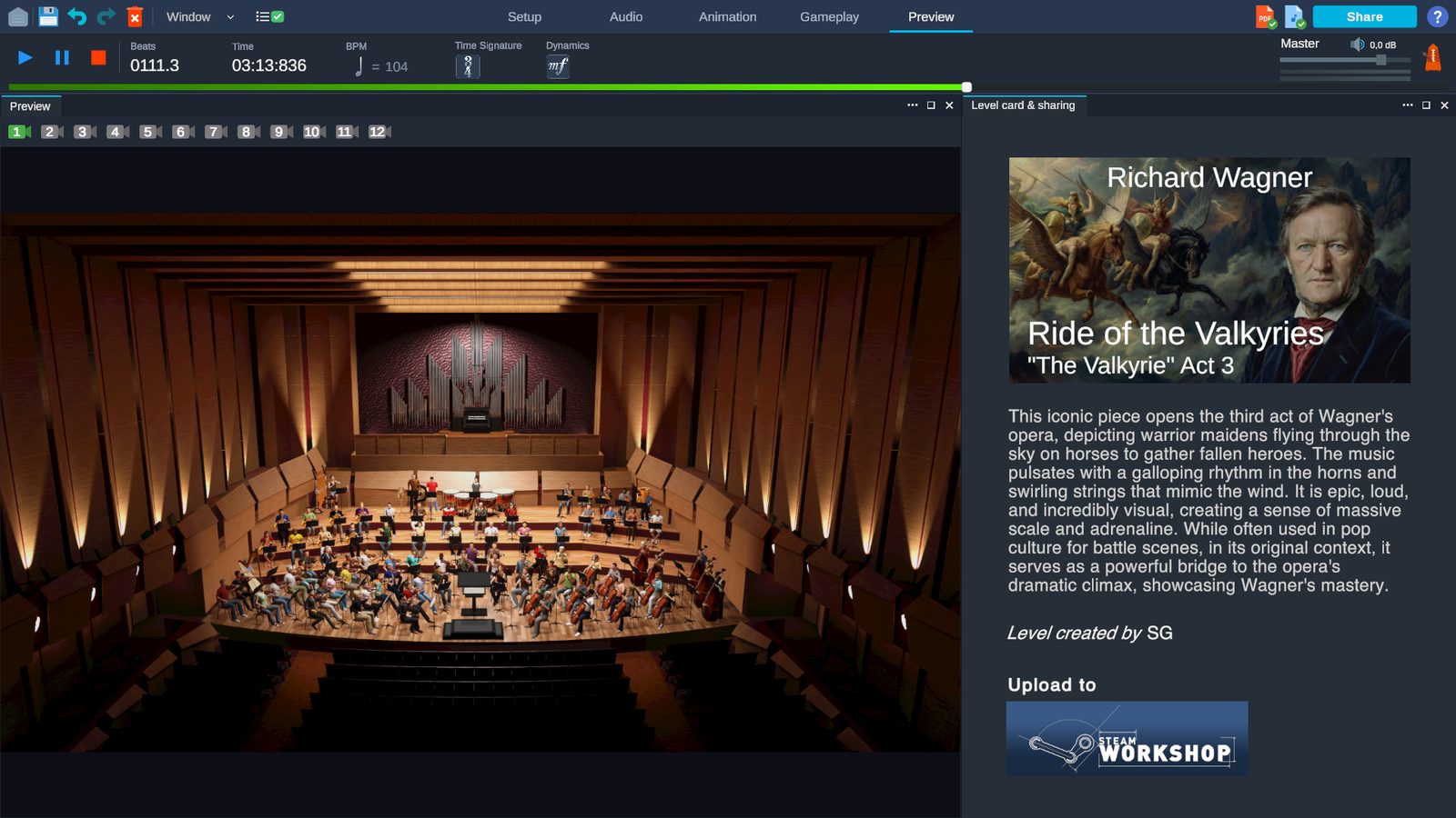 Podgląd mapy do Maestro VR przed udostępnieniem w Warsztacie Steam
